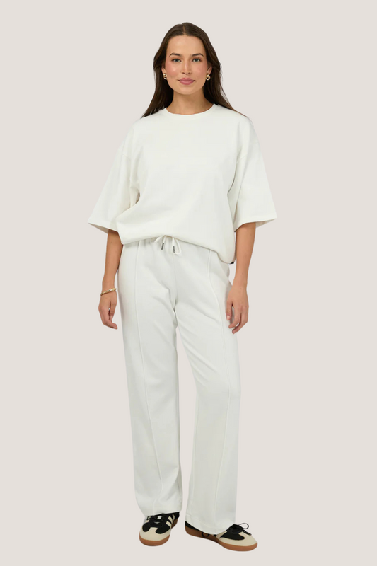 Nara Wide Leg Trackpant | White