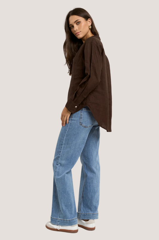 Optimum Chocolate Linen Oversized Shirt