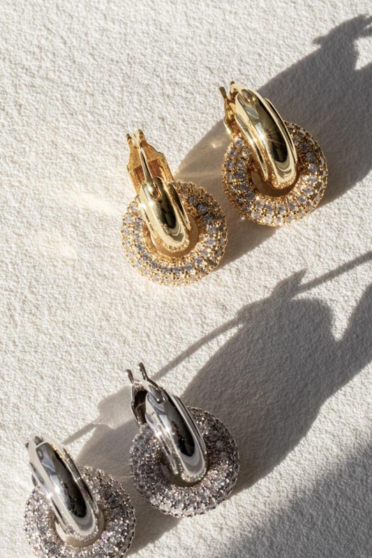 The Pave Interlock Hoops| Silver