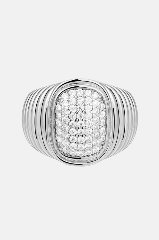 Pave Oval Bezel Ring | Silver - 7