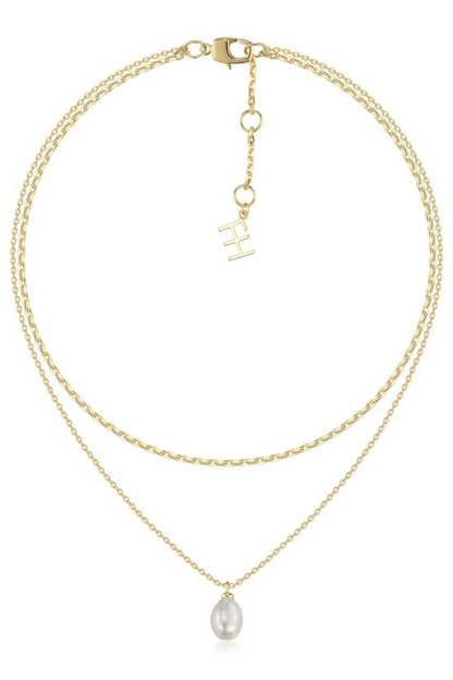 Stevie Double Chain Necklace | Freshwater pearl