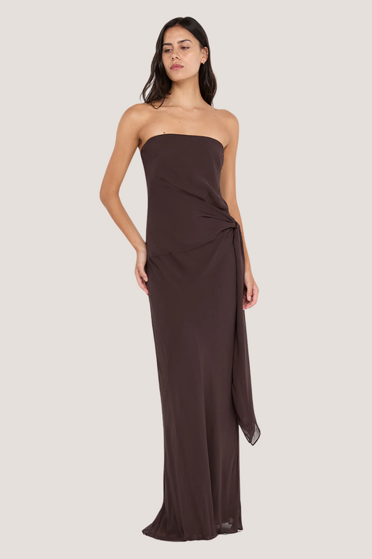 Soneva Strapless Maxi Dress | Dark Chocolate