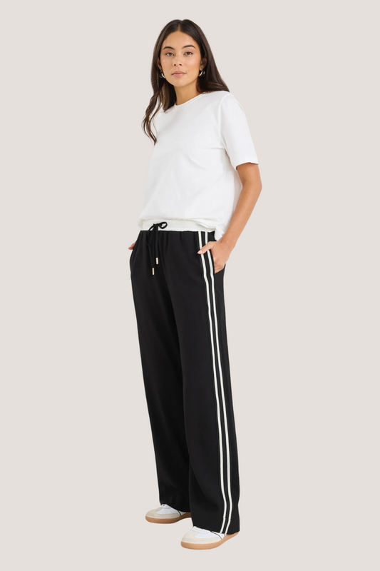 Ambient Black Contrast Waist Wideleg Pants