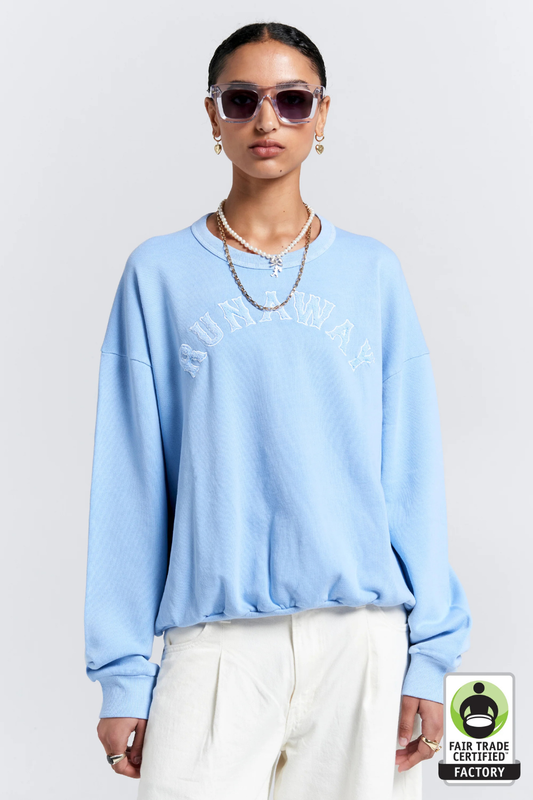 Runaway College Organic Cotton Crewneck Sweatshirt | Blue