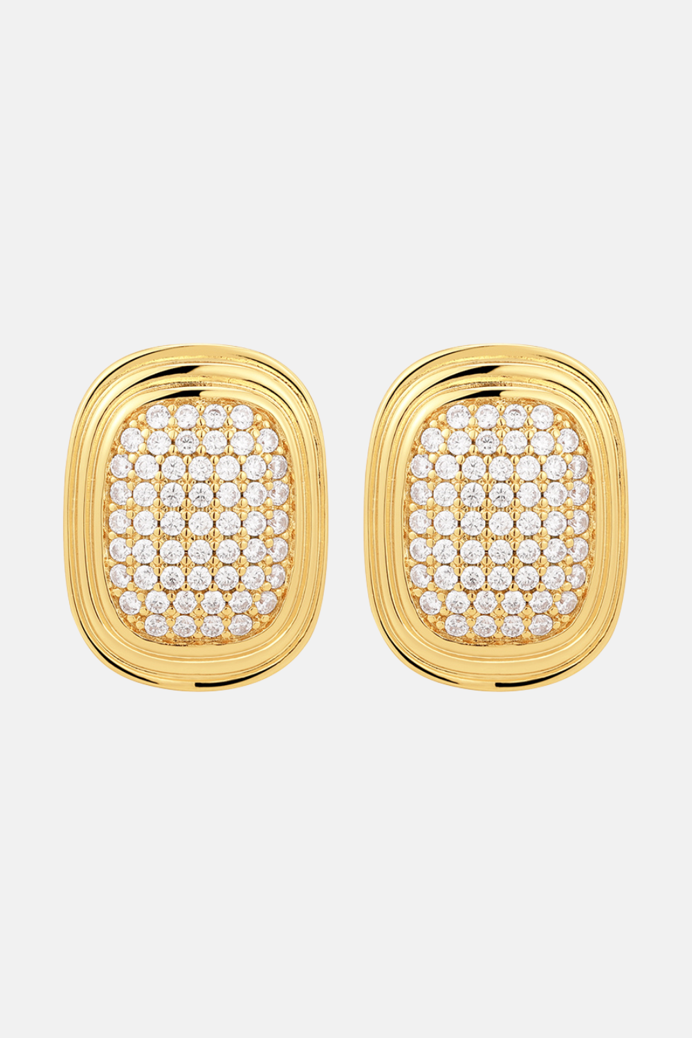 Pave Oval Statement Studs | Gold