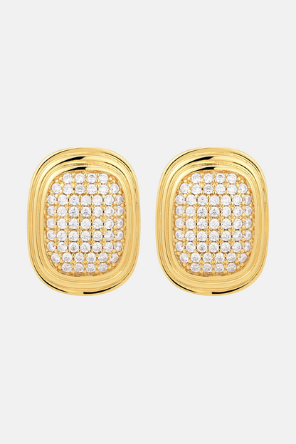 Pave Oval Statement Studs | Gold
