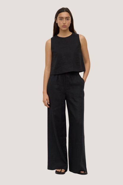 Estelle Linen Top | Black