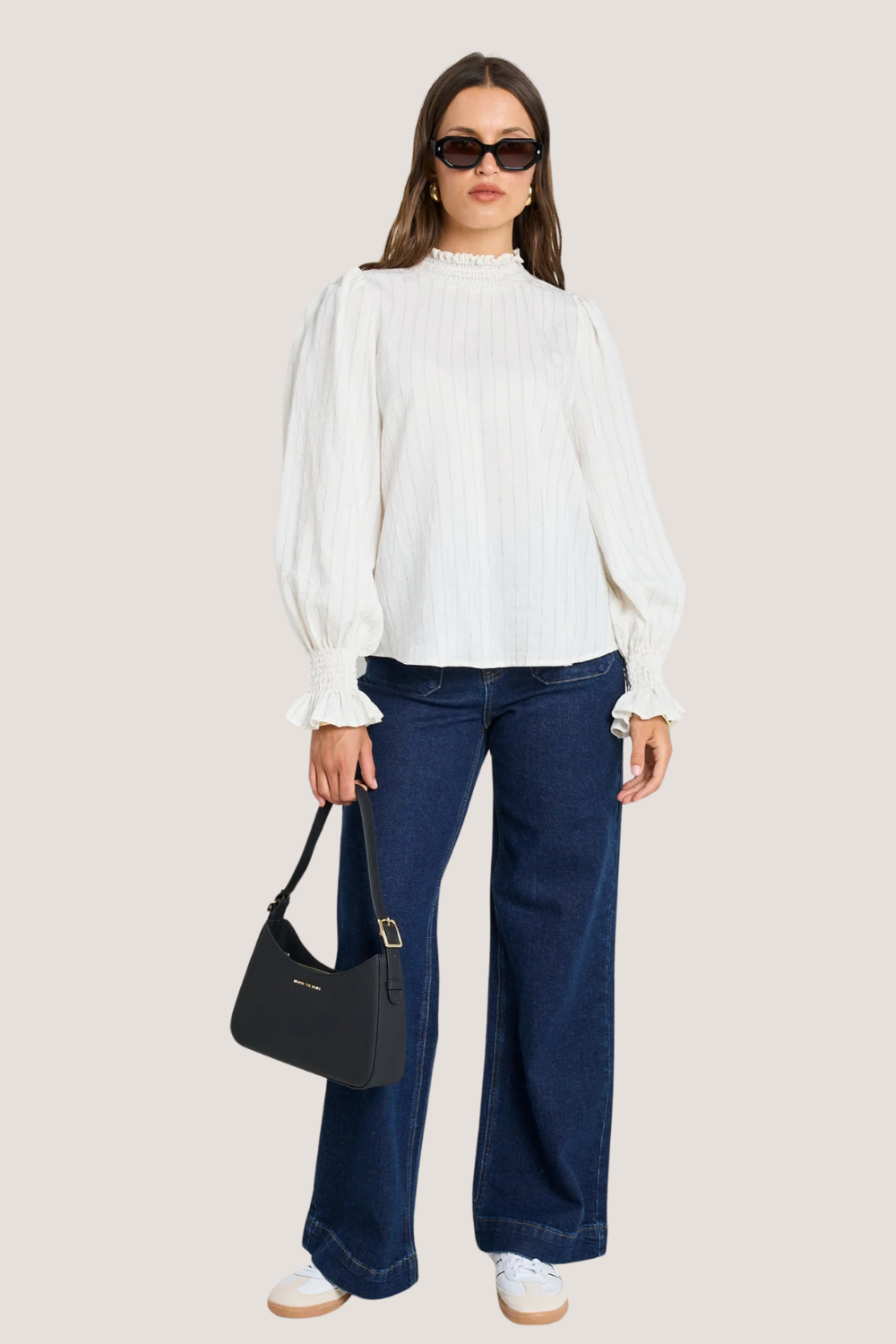 Emphatic Ivory Stripe High Neck Top