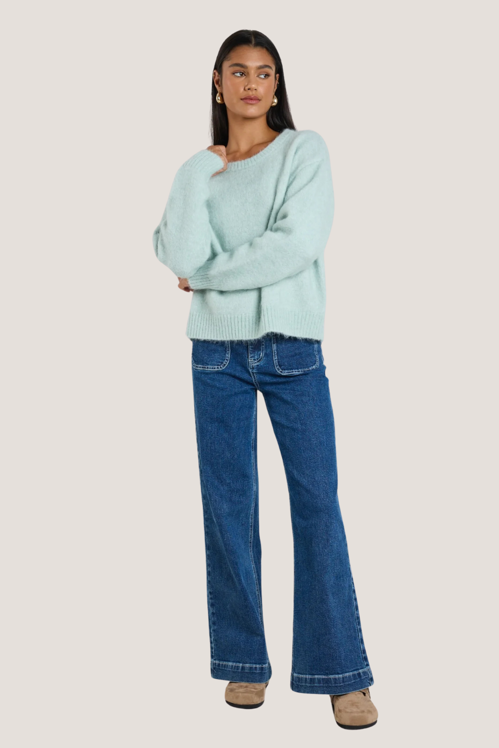 Laidback Sea Foam Mohair Blend Relaxed Jumper