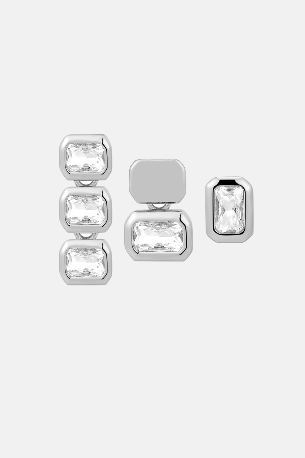 Bianca Bezel Studs Set | Silver