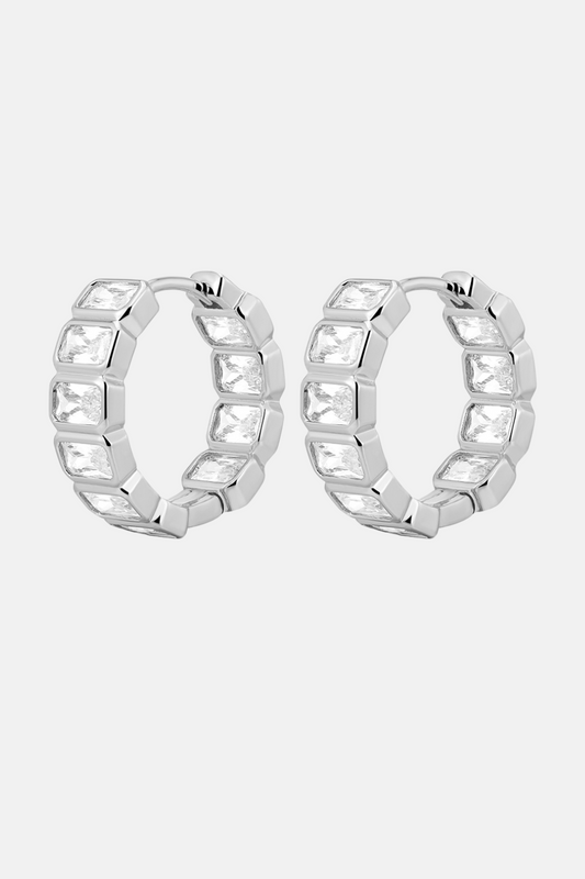 Bianca Bezel Hoops | Silver