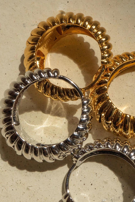 Ridged Marabella Hoops | Silver