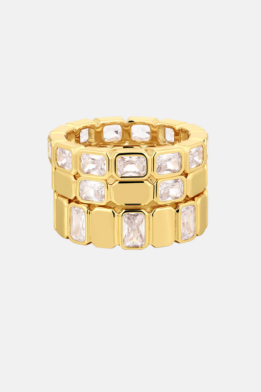 Bianca Bezel Ring Set | Gold