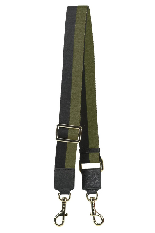 Feature Strap Webbing | Khaki+Black Stripe