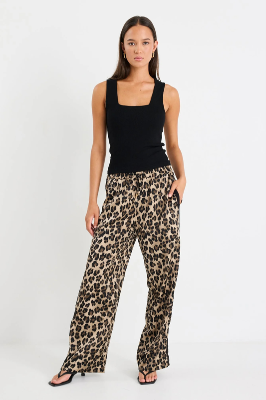 Townie Animal Satin Tape Side Elastic Waist Pants