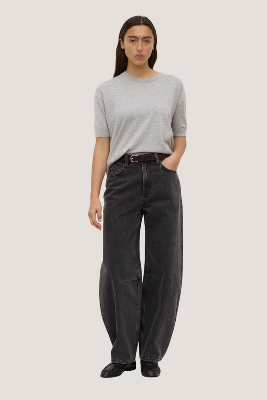 Vanya Cotton Cashmere Knit Tee | Grey Marle