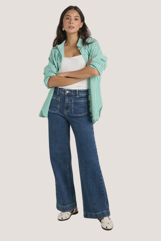 Zoey Mineral Blue High Rise Wide Leg Pocket Jean