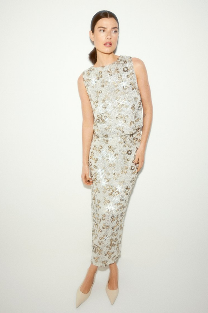 MSCH Magnolia HW Skirt EMB | Silver/T Coco