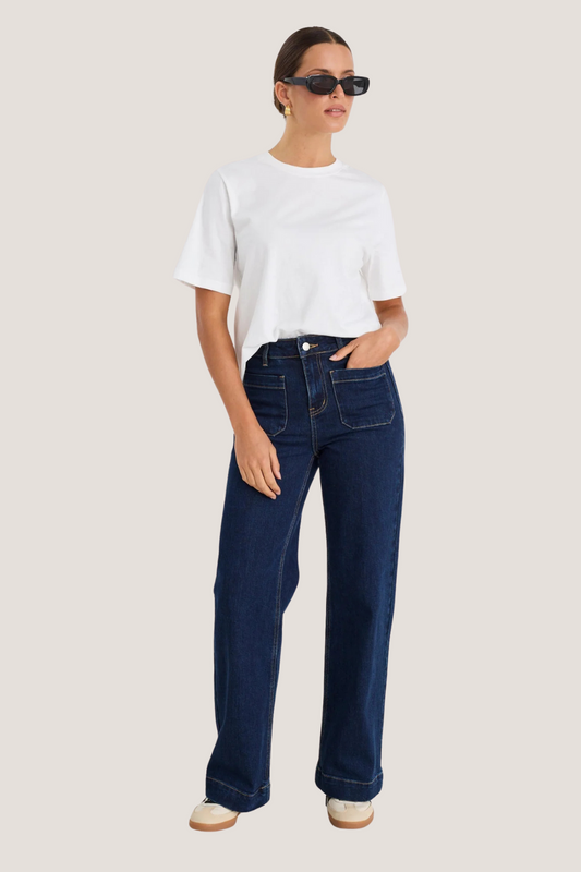 Zoey Indigo Tall High Rise Wide Leg Pocket Jean