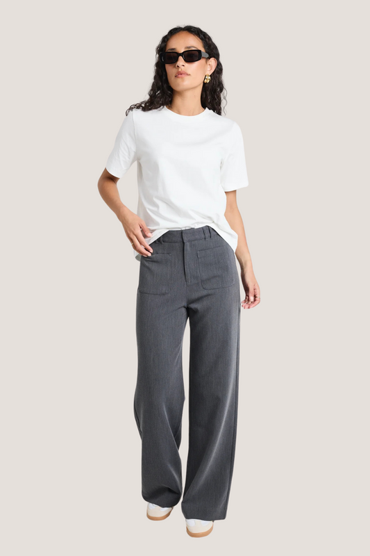 Zoey Charcoal Tailored High Rise Wide Leg Pocket Pants