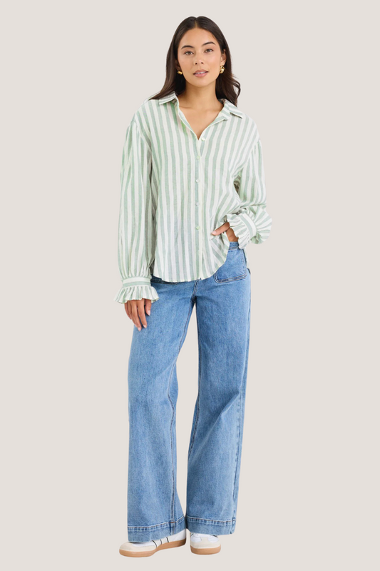 Connection Moss Stripe Drop Shoulder LS Shirt