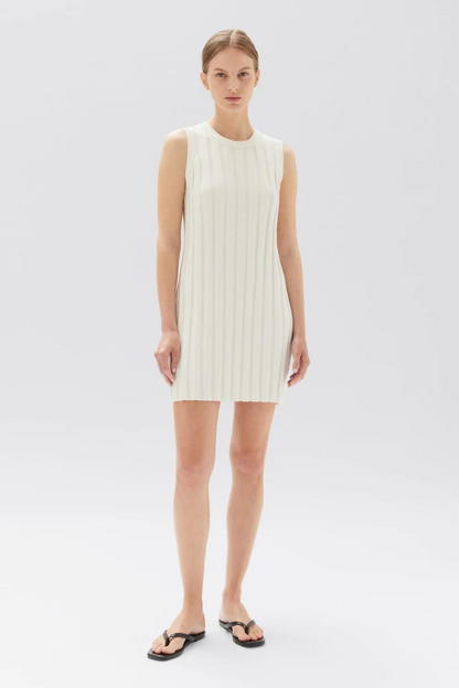 Alana Knit Rib Mini Dress | Antique White
