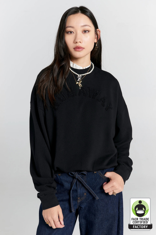 Runaway Girl Organic Cotton Crewneck Sweatshirt | Black