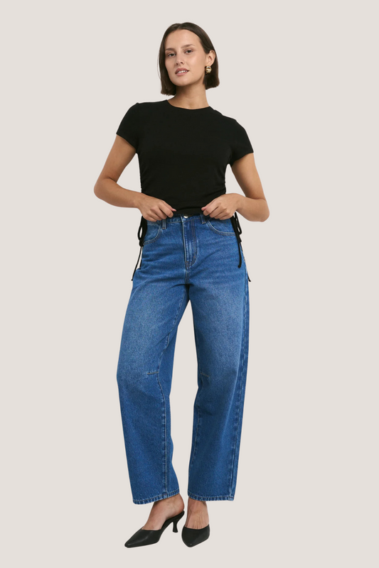 Berlin Signature Blue Mid Barrel Leg Jean