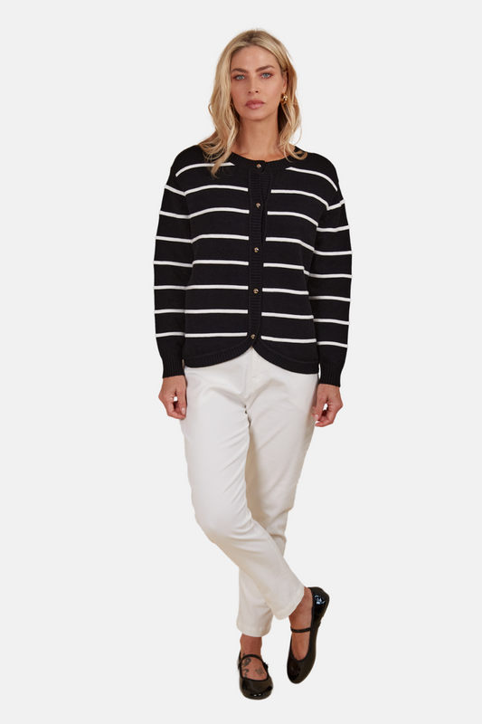 Juno Stripe Jumper/Cardigan | Onyx