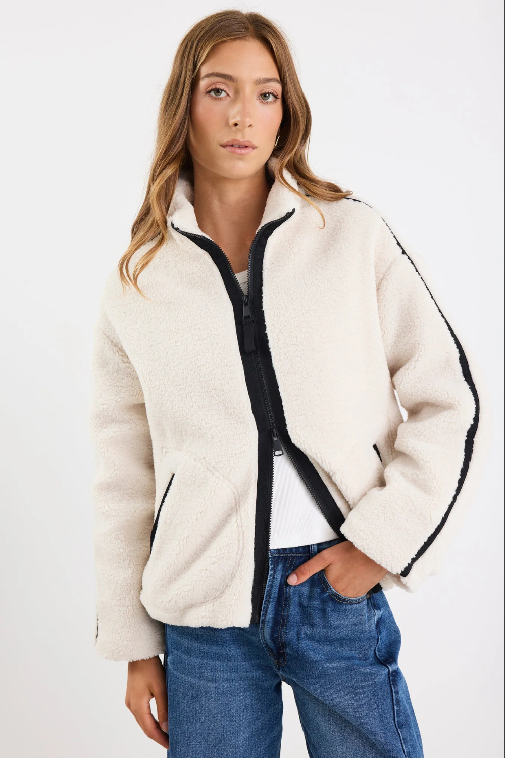 Chalet Taupe Sherpa Collared Jacket