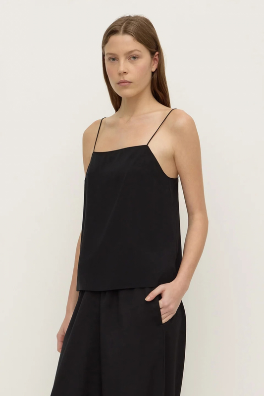 Aime Silk Tank | Black