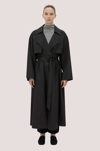 Rhia Sheer Full Length Trench | Black