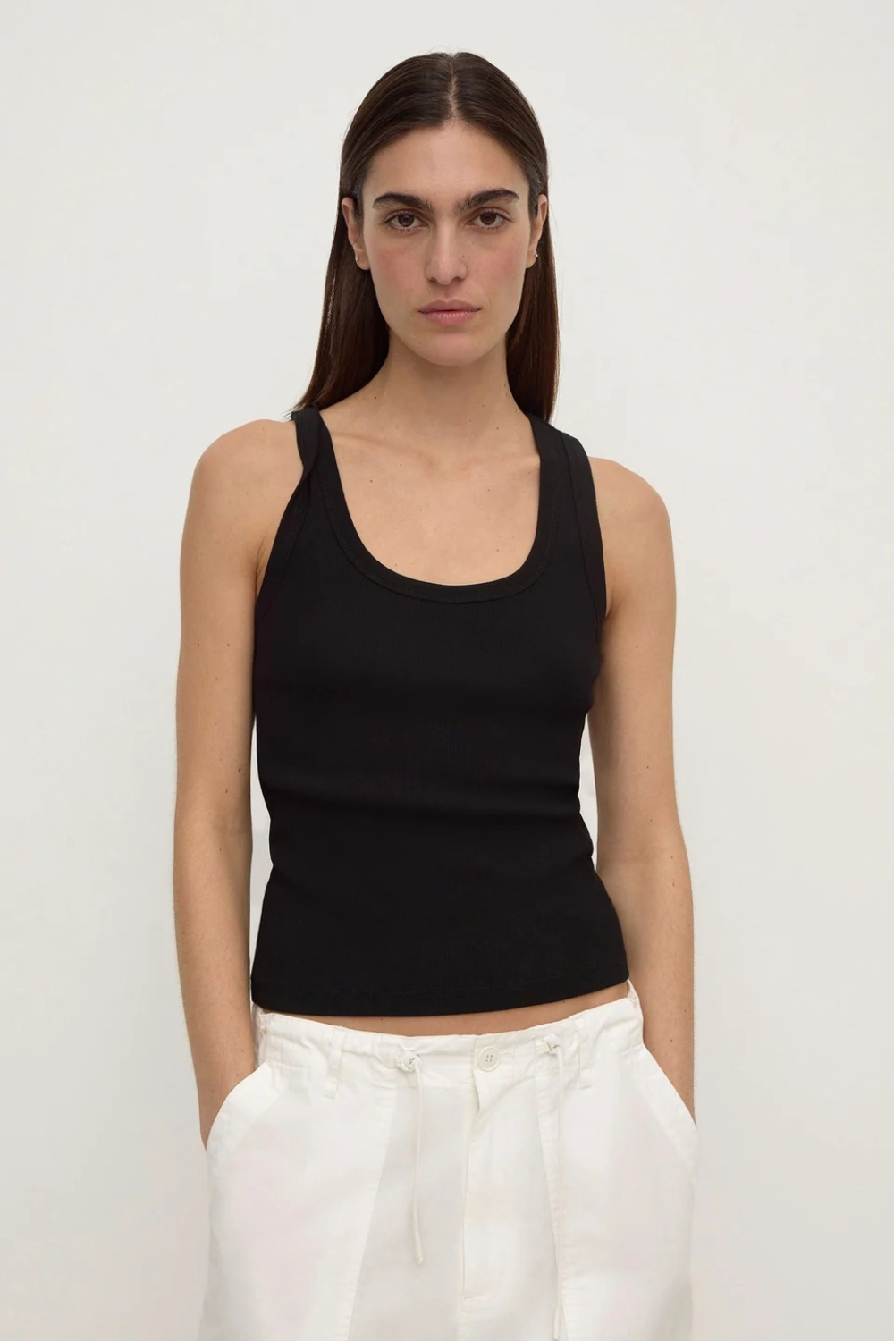Robyn Scoop Neck Rib Tank | Black