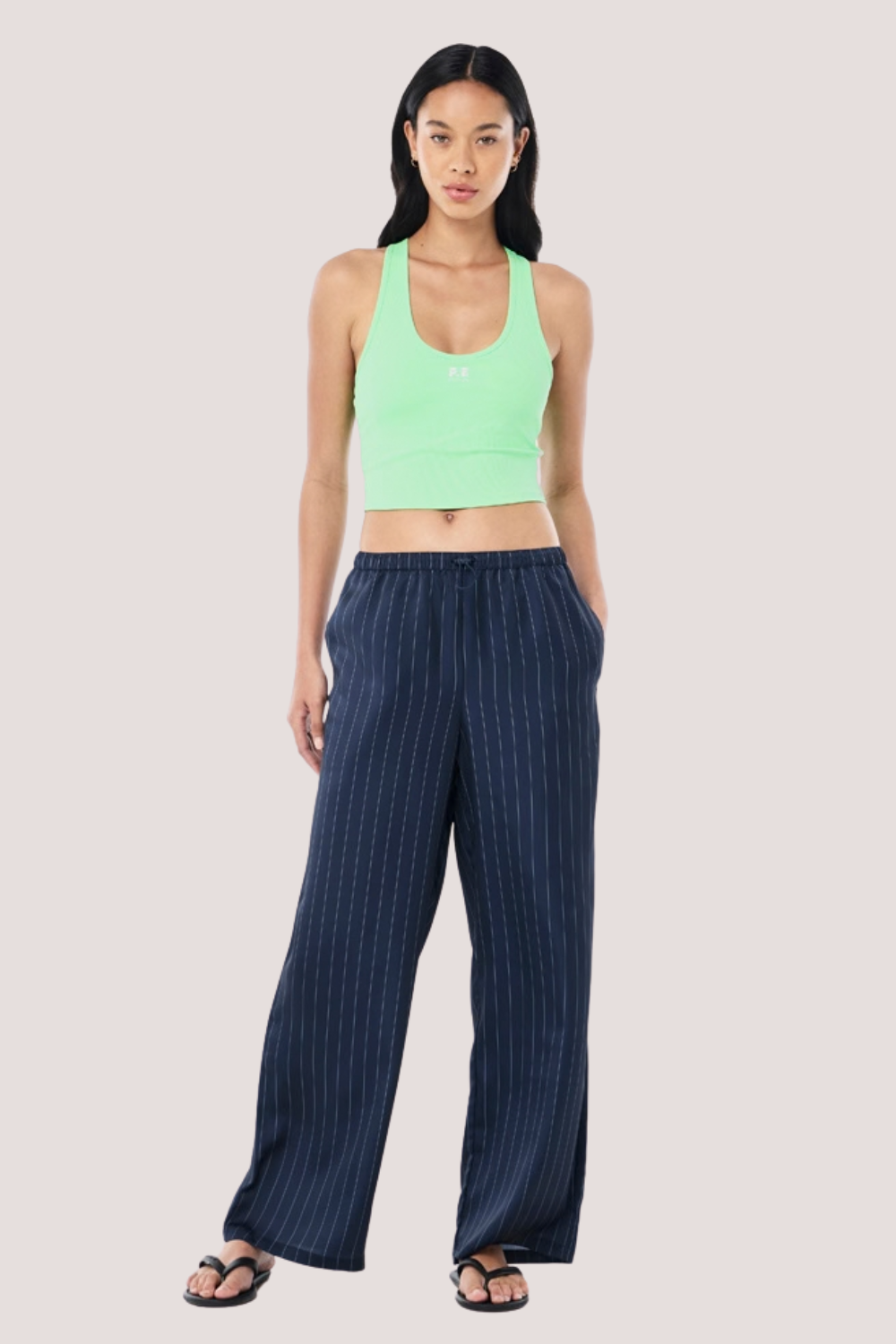 Balance Satin Pant | Dark Navy Pinstripe