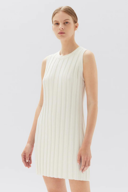 Alana Knit Rib Mini Dress | Antique White