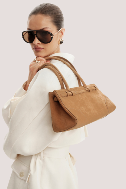 Nadia Shoulder Bag | Camel Suede