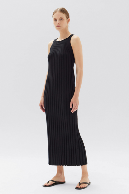 Samantha Knit Silk Blend Midi Dress | Black