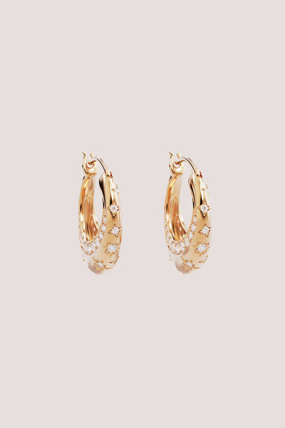 18k Gold Vermeil My Moon And Stars Hoops