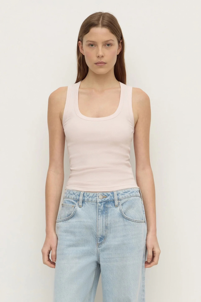 Robyn Scoop Neck Rib Tank | Soft Rose