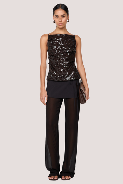 Romilly Tie Top | Dark Chocolate