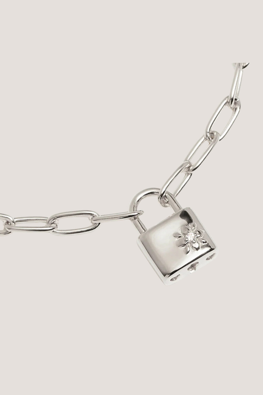 Sterling Silver Promise of Us Lotus Padlock Bracelet