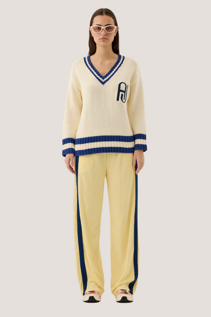 AJ V-Neck Knit Sweater Coconut