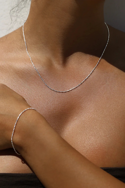 Dash Dot Chain Necklace | Silver