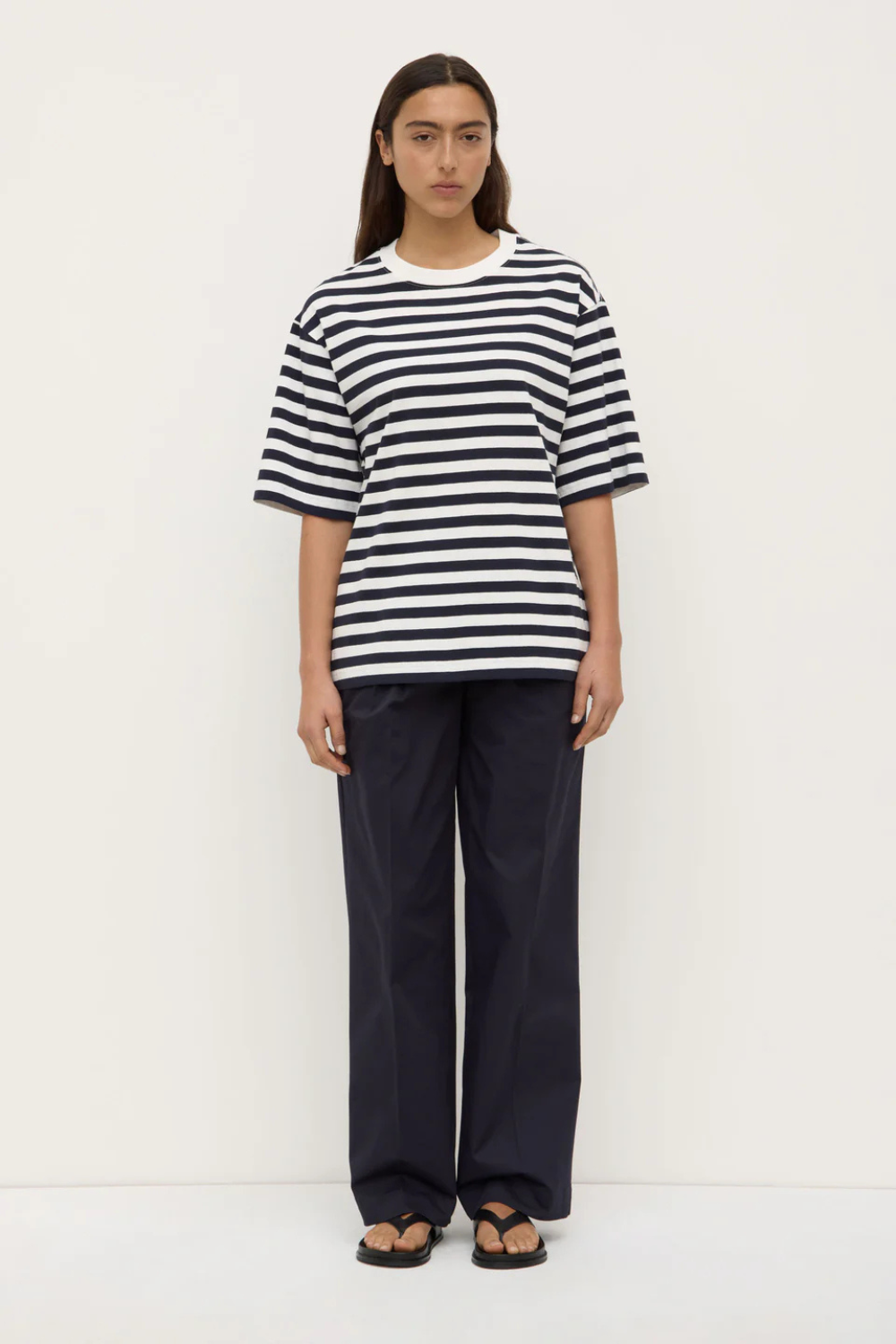 Monte Stripe Cotton Short Sleeve Tee | True Navy/White Stripe