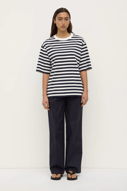 Monte Stripe Cotton Short Sleeve Tee | True Navy/White Stripe
