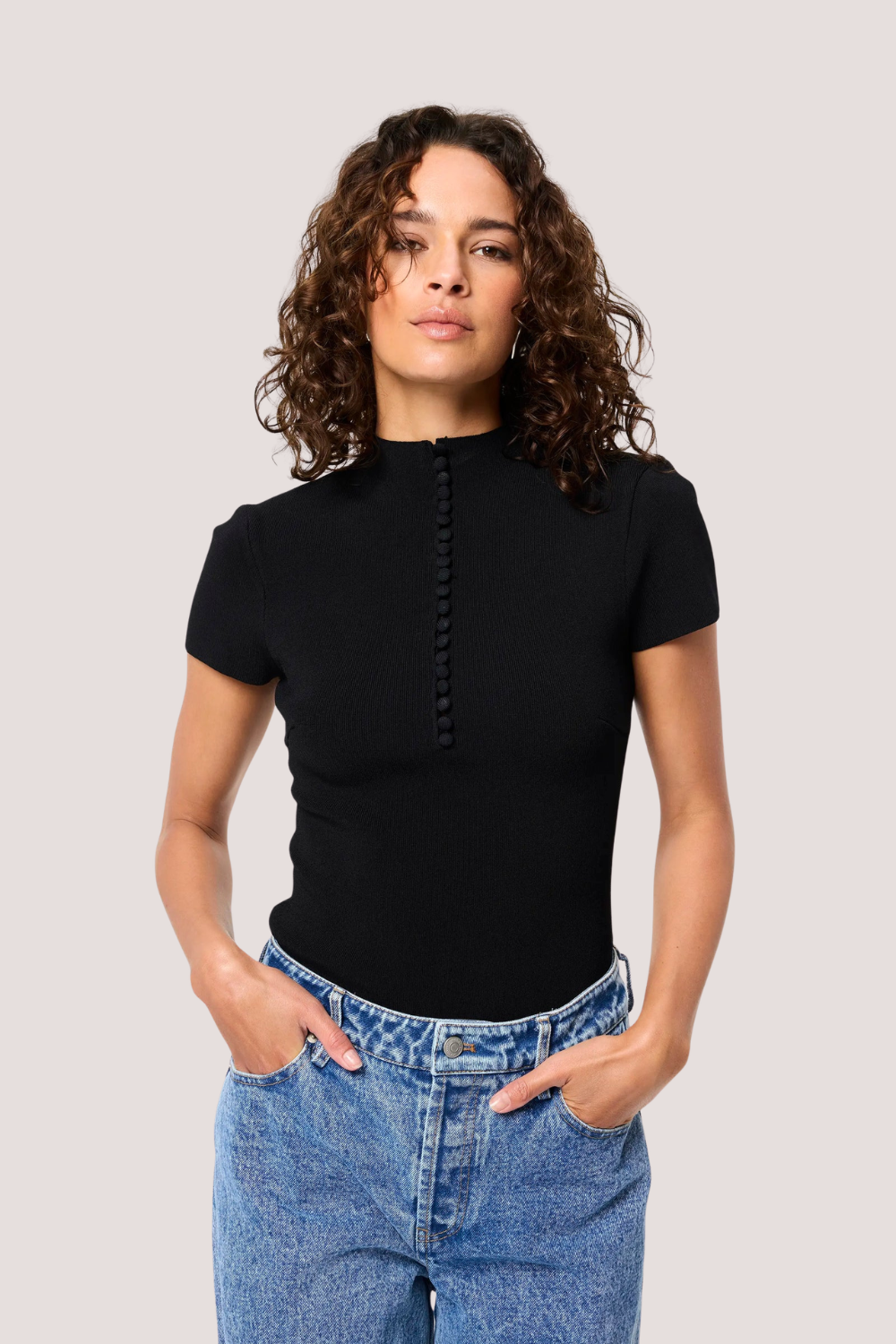 Mayfair Short Sleeve Top | Black