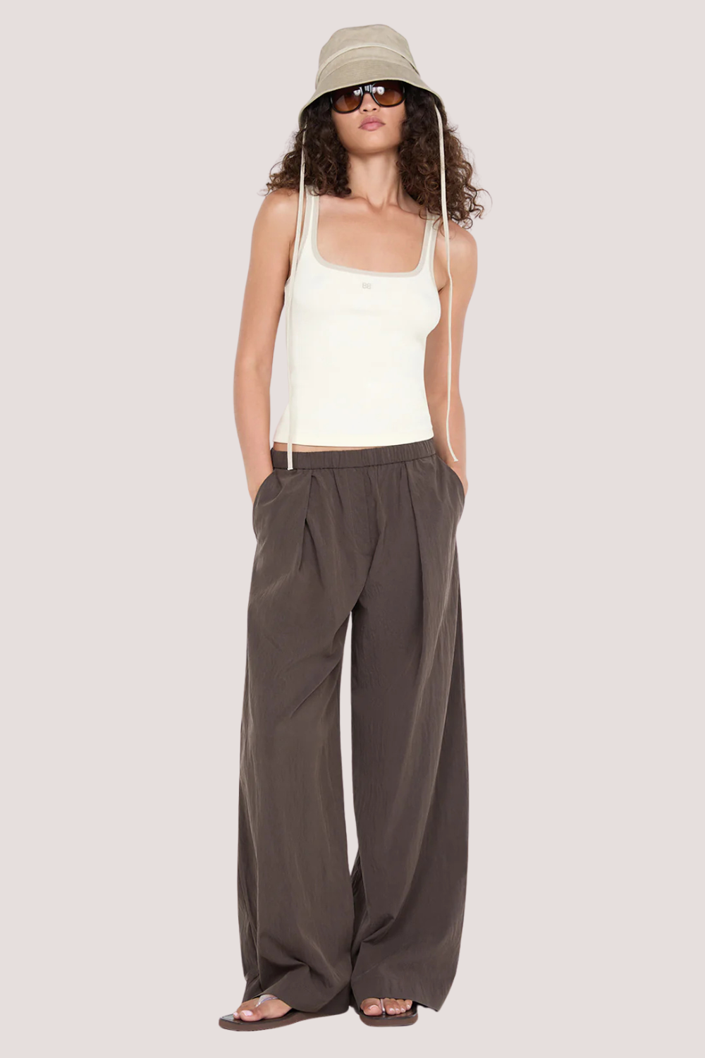 Lana Square Neck Tank | Chalk/Cement