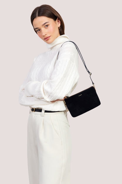Tilly's Big Sis Crossbody | Black Suede