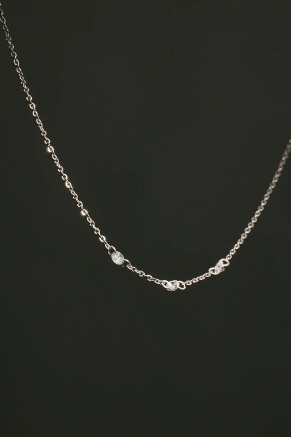 Floating Stone Necklace | Silver