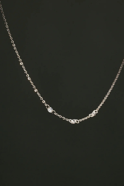 Floating Stone Necklace | Silver